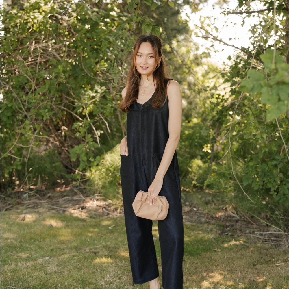 NWT MELANI DENIM ROMPER IN BLACK DENIM by Smash + Tess - Picture 10 of 11